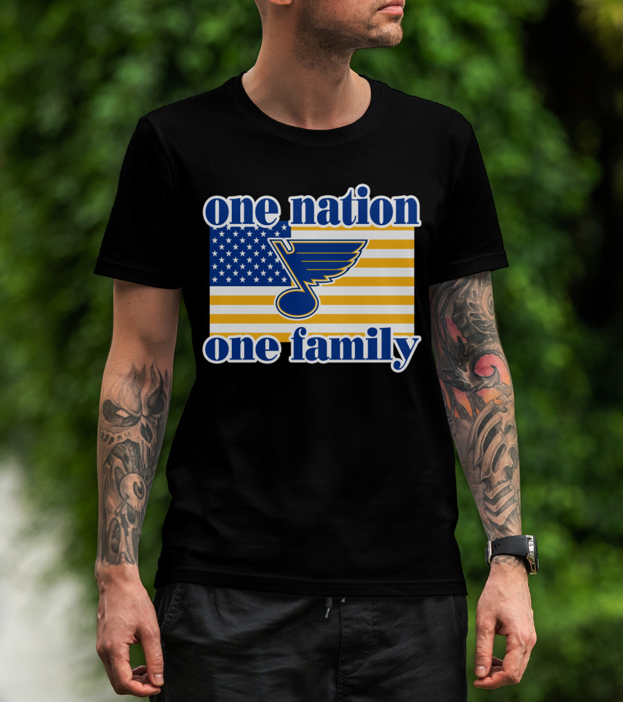 St Louis Blues One Nation One Family American Flag T-Shirt