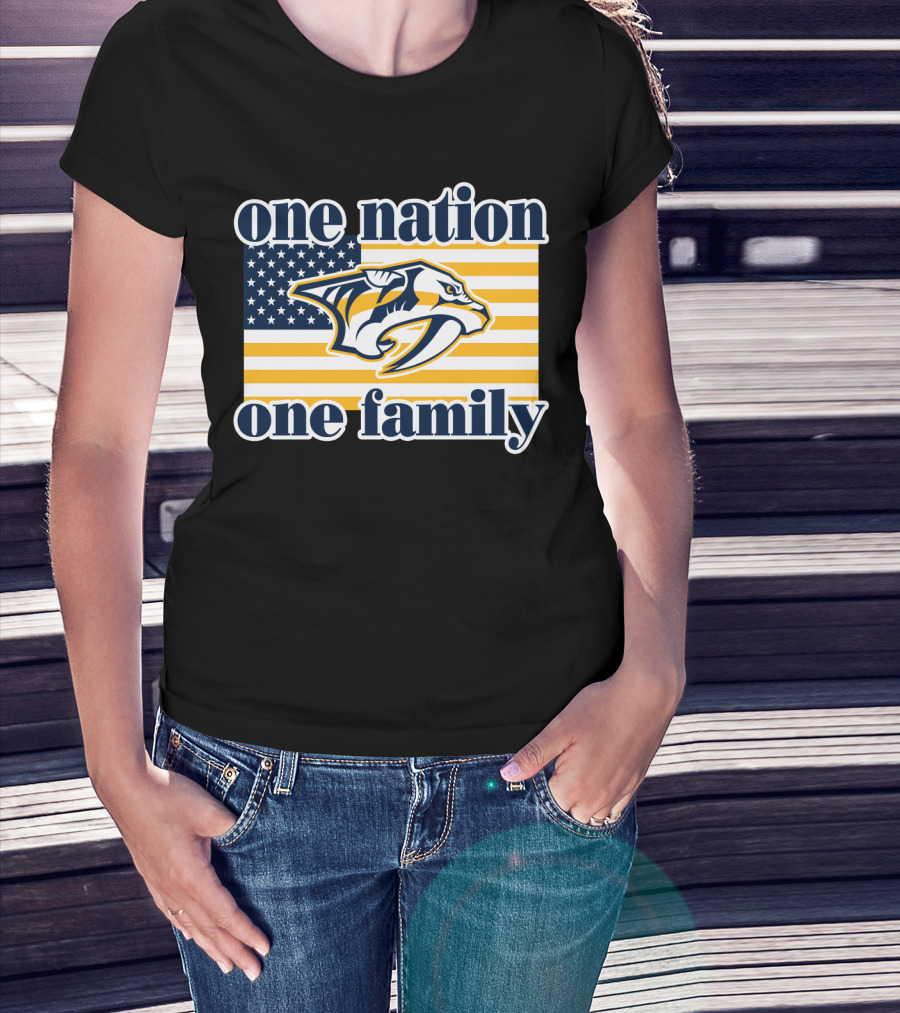 One Nation One Family Nashville Predators American Flag T-Shirt