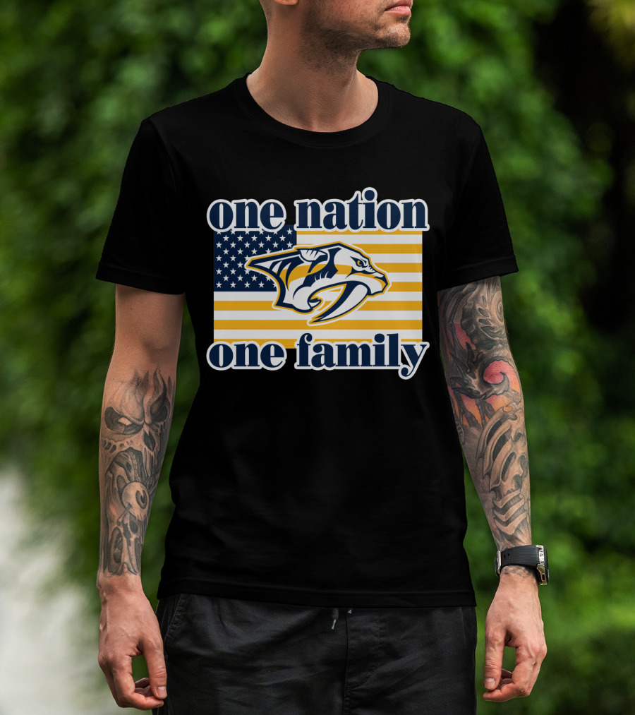 One Nation One Family Nashville Predators American Flag T-Shirt