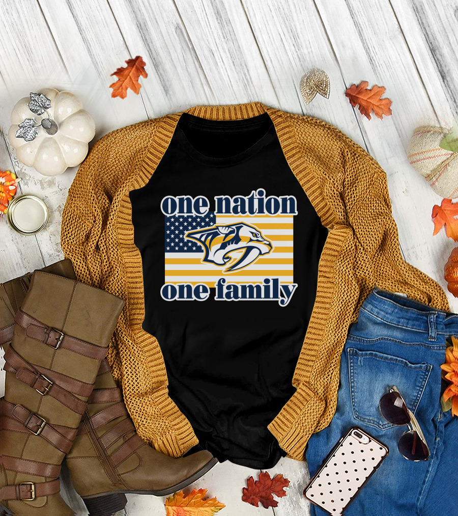 One Nation One Family Nashville Predators American Flag T-Shirt