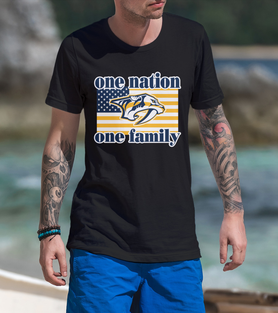One Nation One Family Nashville Predators American Flag T-Shirt