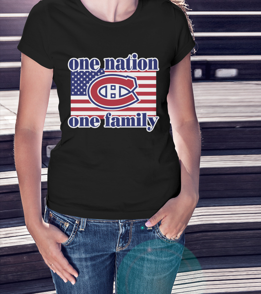 One Nation One Family Montreal Canadiens Usa Flag T-Shirt