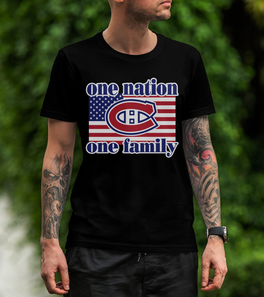 One Nation One Family Montreal Canadiens Usa Flag T-Shirt