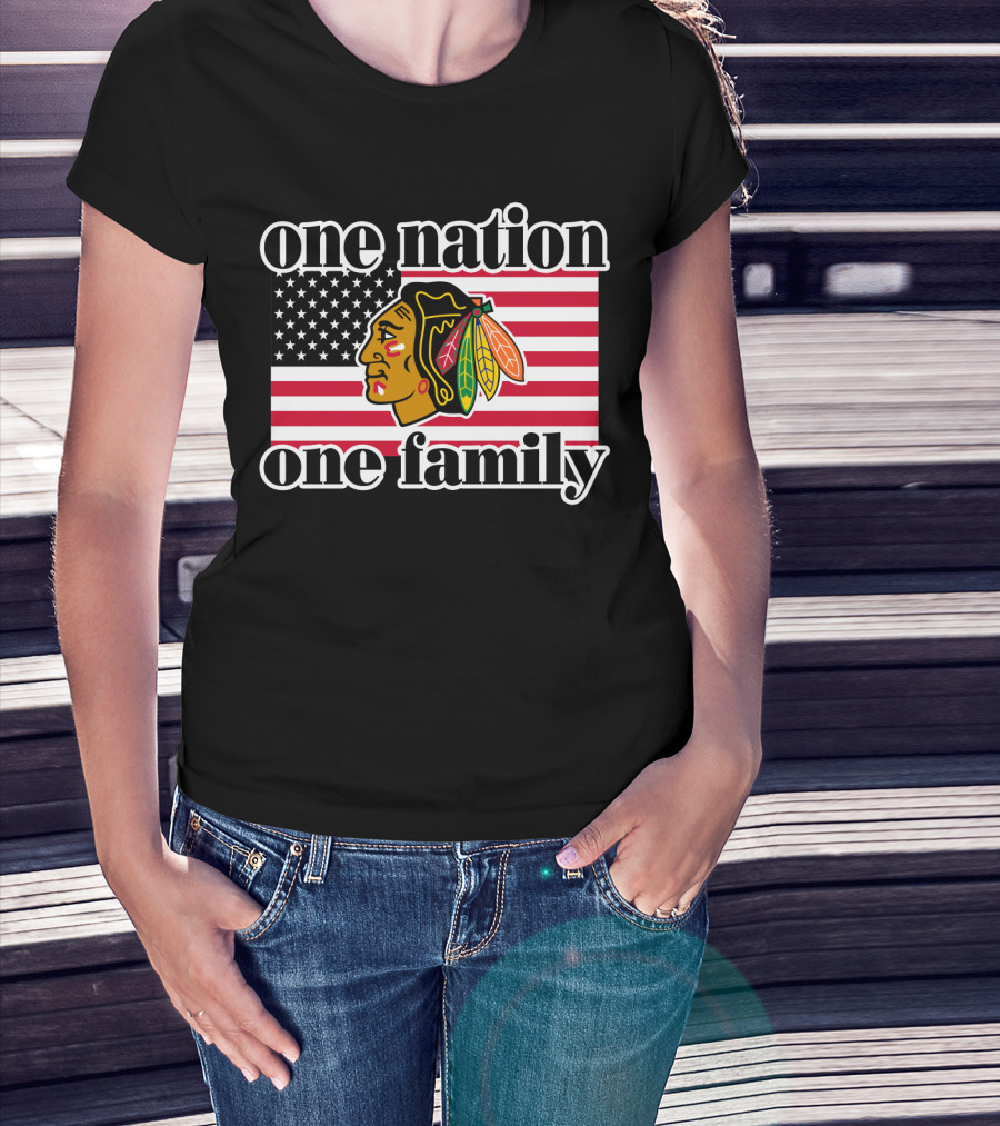 One Nation One Family 109 Chicago Blackhawks T-Shirt