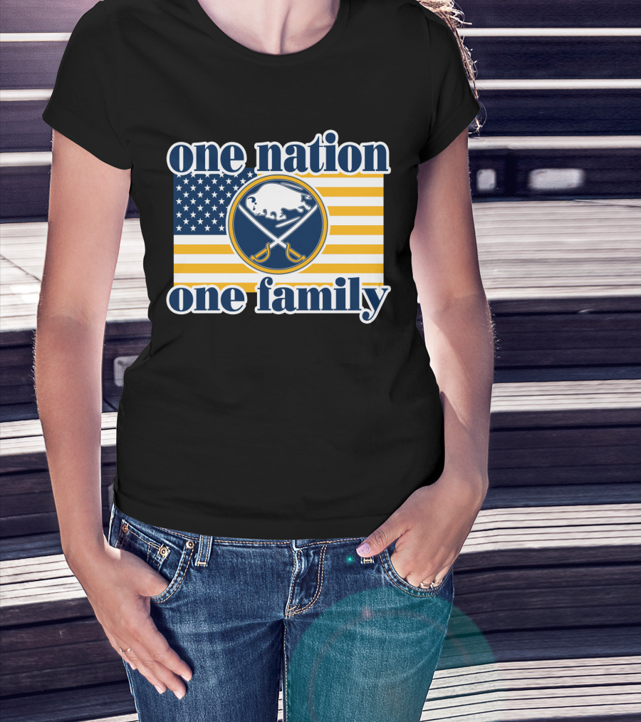 One Nation One Family Buffalo Sabres American Flag T-Shirt