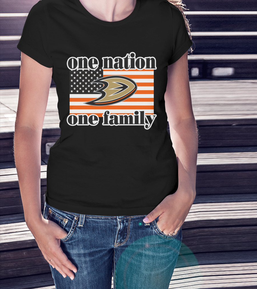 One Nation One Family Anaheim Ducks American Flag T-Shirt