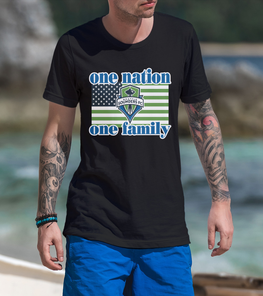 One Nation One Family Seattle Sounders Fc American Flag T-Shirt