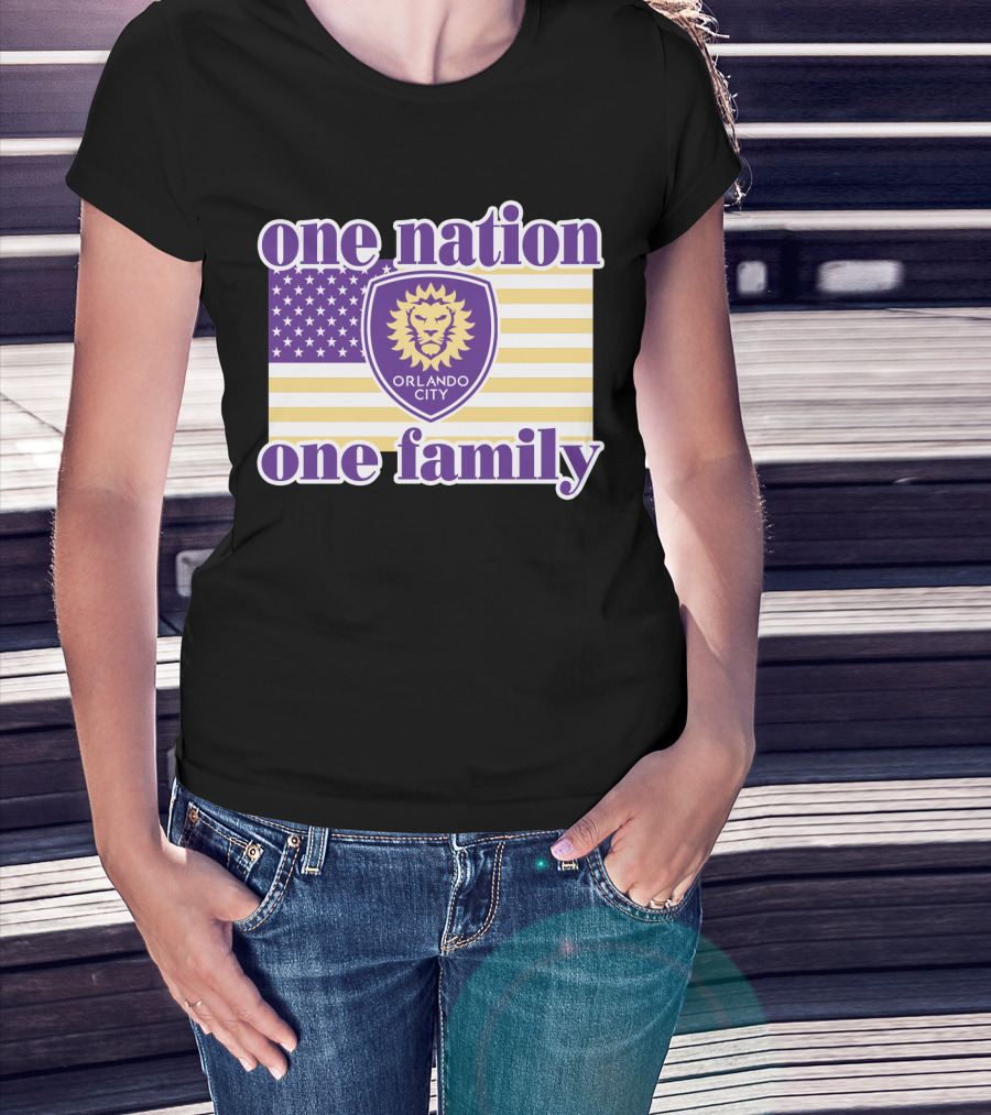 One Nation One Family Orlando City Sc American Flag Lion T-Shirt