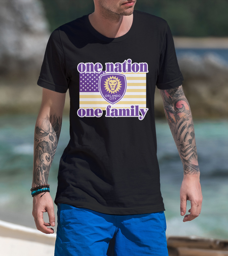 One Nation One Family Orlando City Sc American Flag Lion T-Shirt