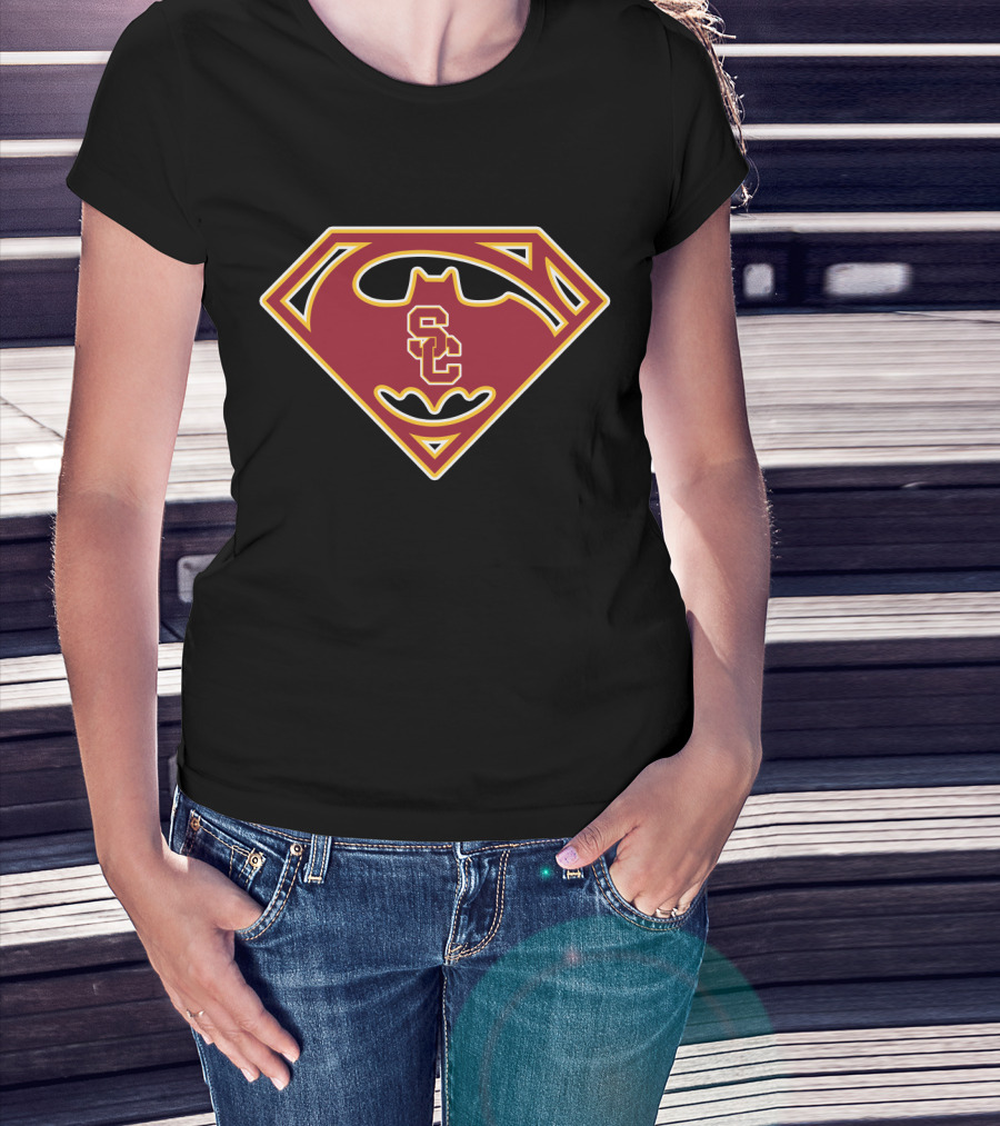 Usc Trojans Batman Superman Logo Mashup T-Shirt