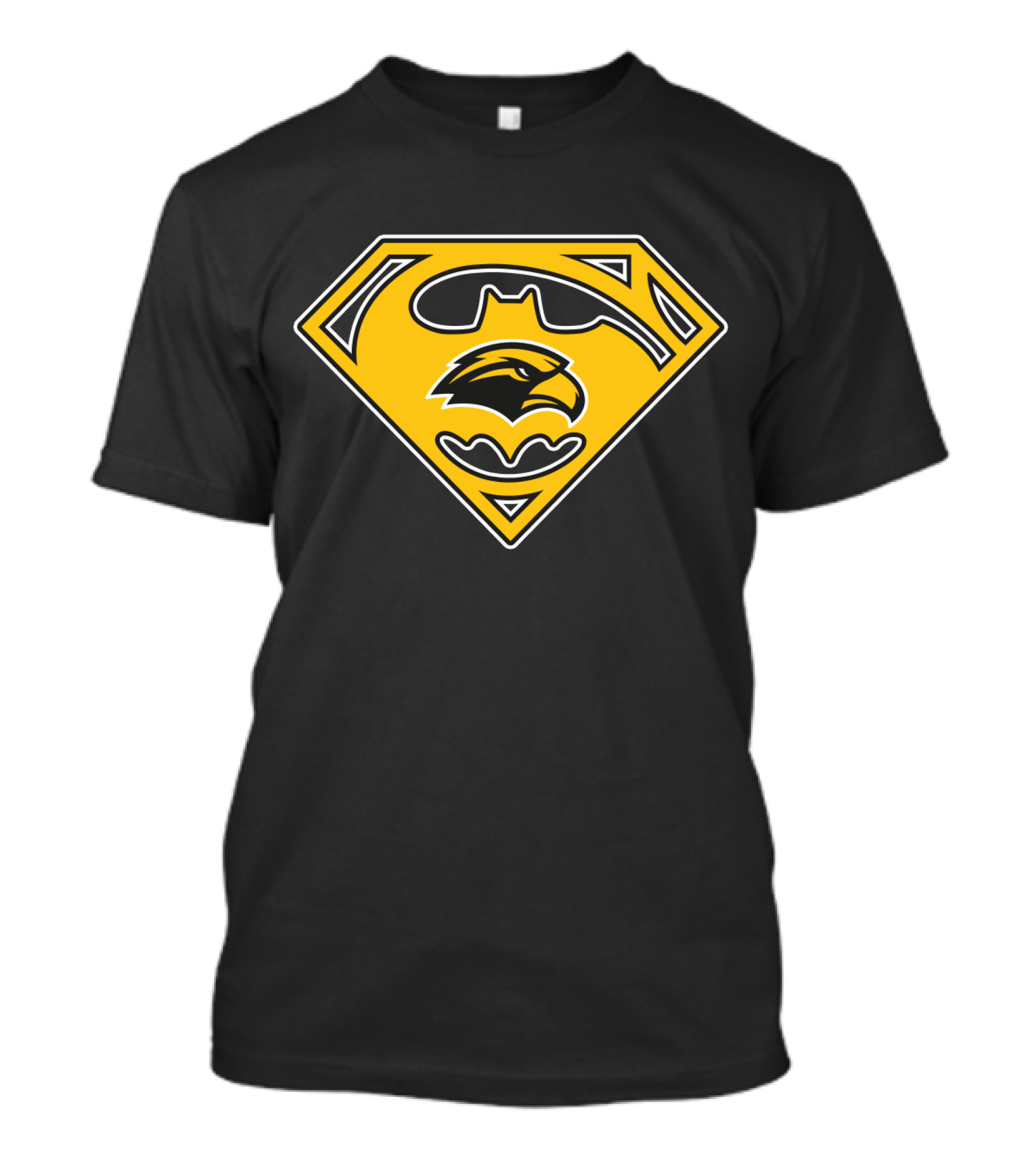 Southern Mississippi Golden Eagles Superhero Logo Black And Yellow T-Shirt