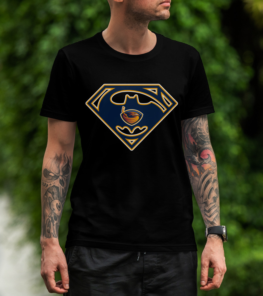 Atlanta Thrashers Batman Superman Logo Blend T-Shirt
