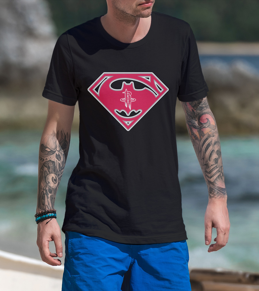 Bat Superhero Logo Houston Rockets Crossover T-Shirt