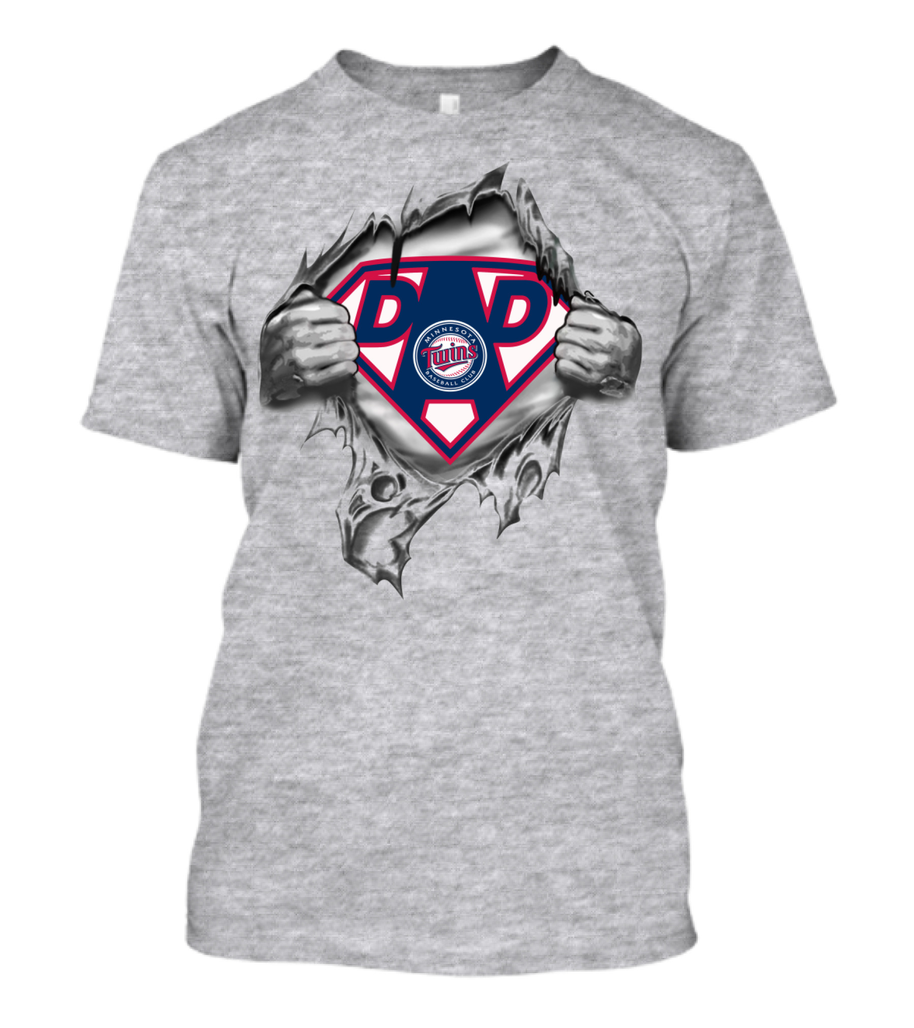 Dad Minnesota Twins Superhero Logo Inside Ripped T-Shirt