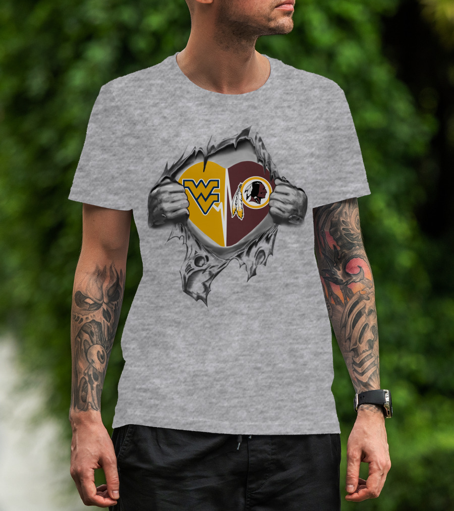 West Virginia Mountaineers Redskins Heart Tear T-Shirt