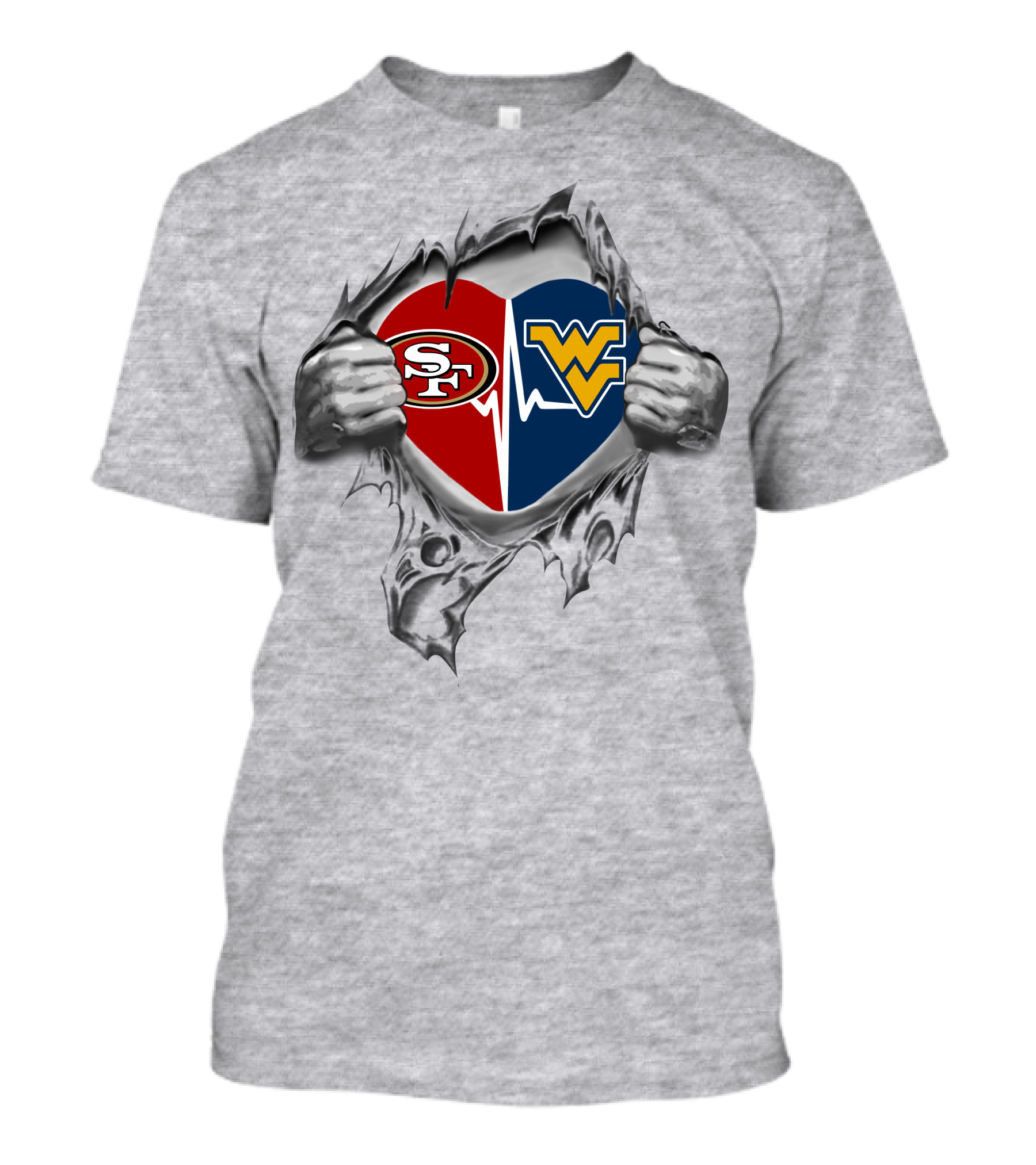 West Virginia Mountaineers San Francisco 49ers Heart T-Shirt