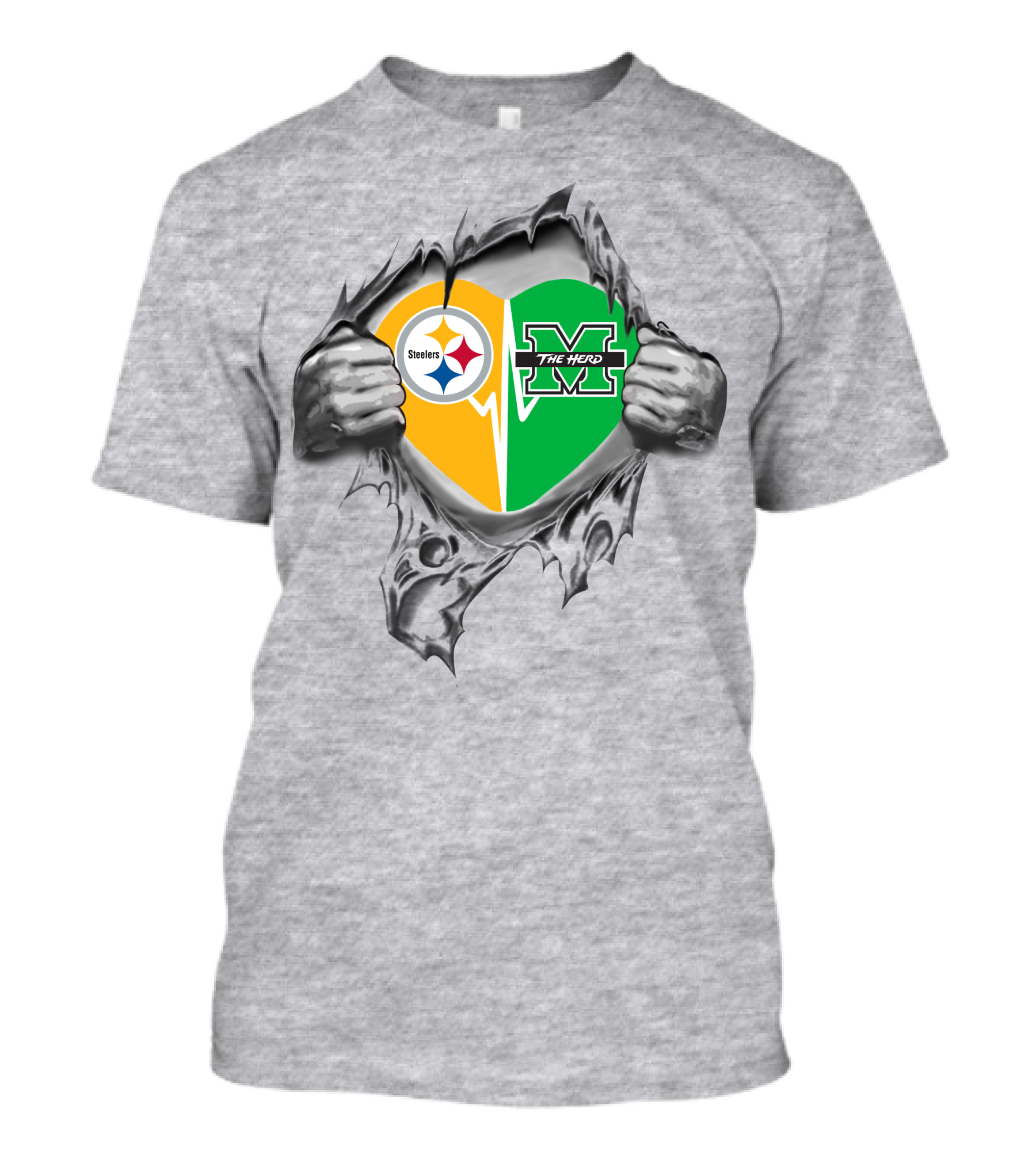 Steelers Marshall Thundering Herd Heart T-Shirt
