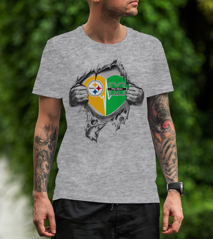 Steelers Marshall Thundering Herd Heart T-Shirt