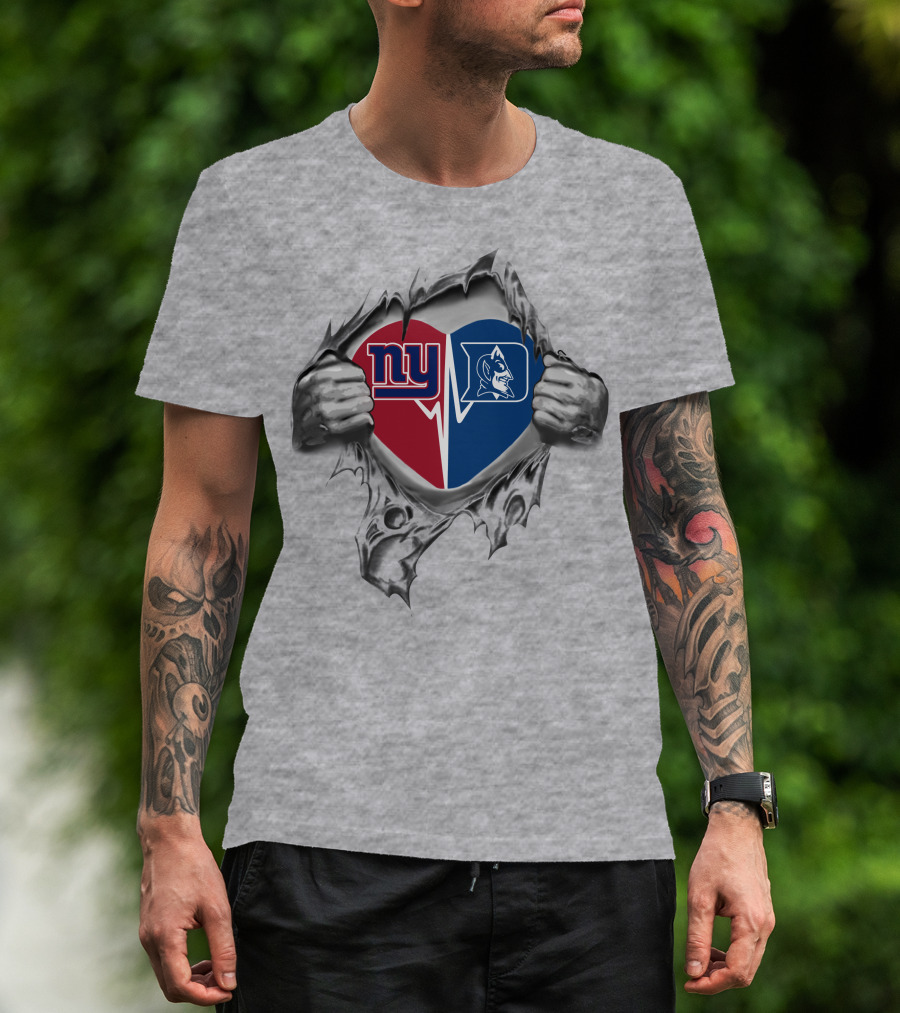 Ny Giants Duke Blue Devils Heart Fan Passion T-Shirt