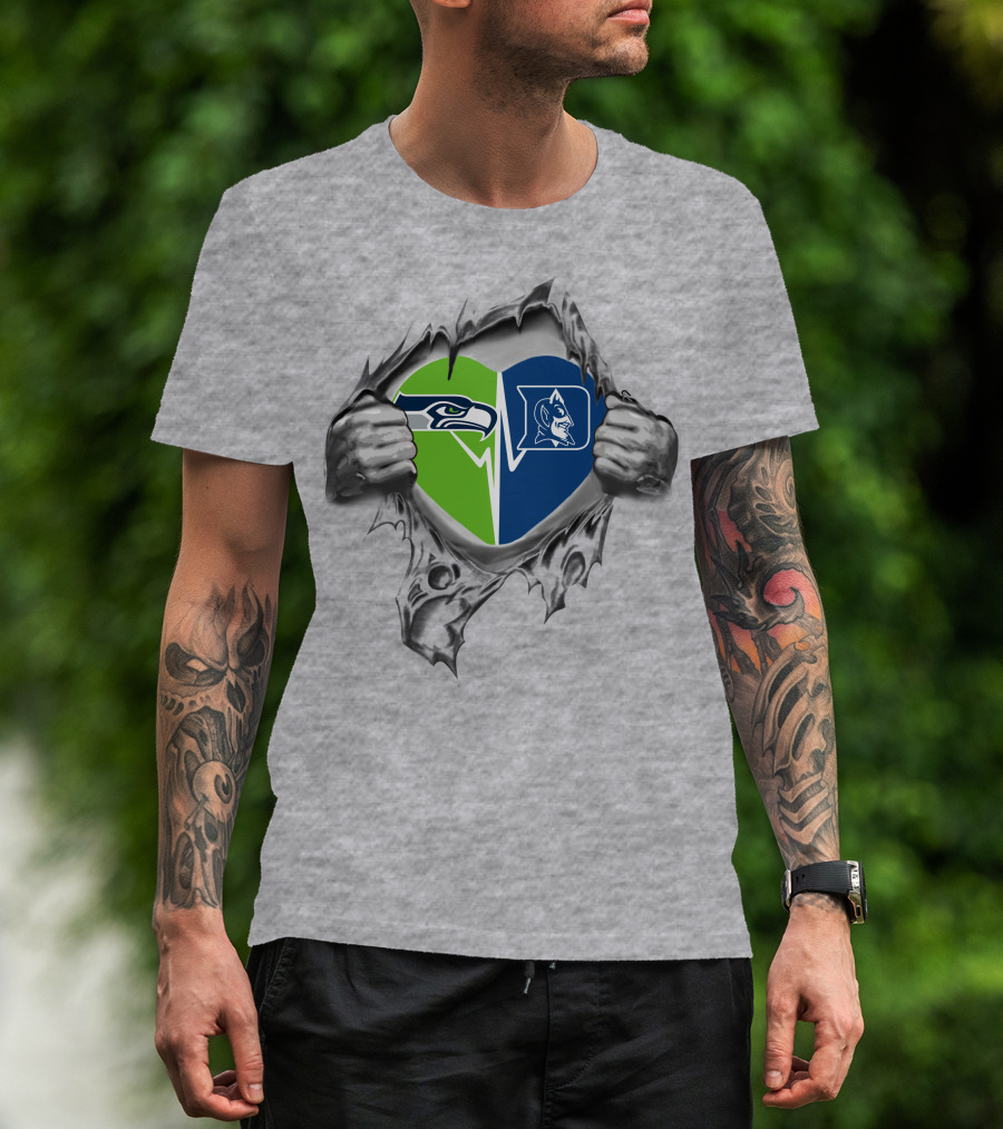 Seahawks Duke Split Heart Logo Fan Pride T-Shirt