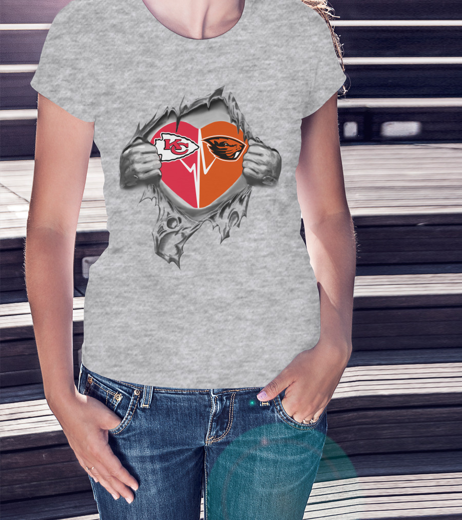 Chiefs Oregon State Beavers Heart Inside T-Shirt