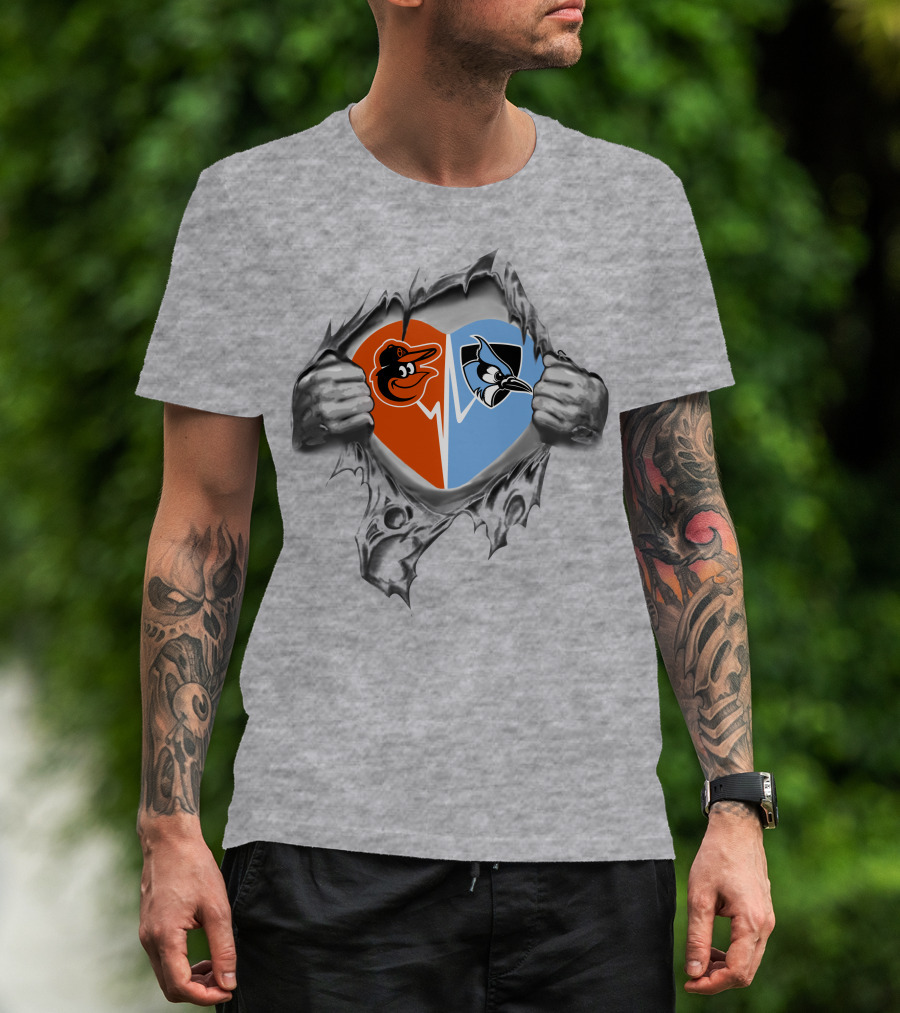 Orioles Johns Hopkins Heart Split T-Shirt