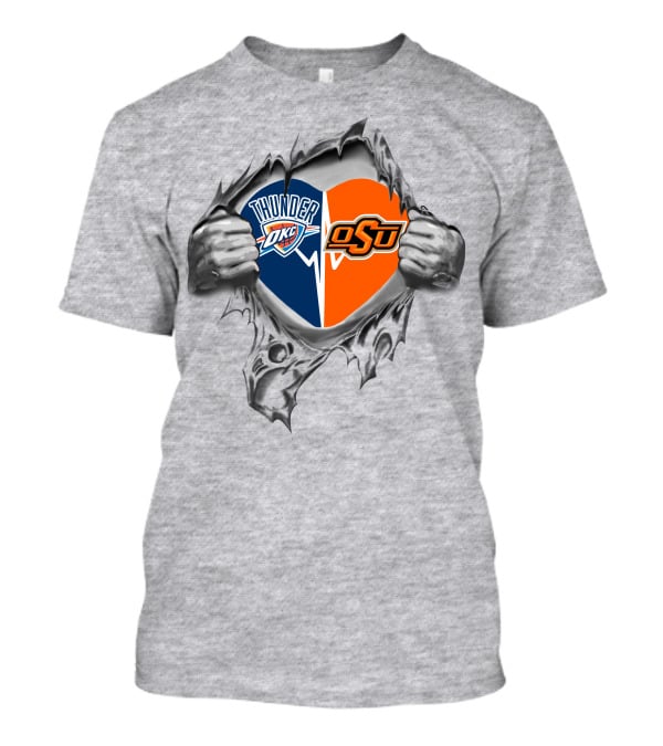 Okc Thunder Osu Heart Torn T-Shirt