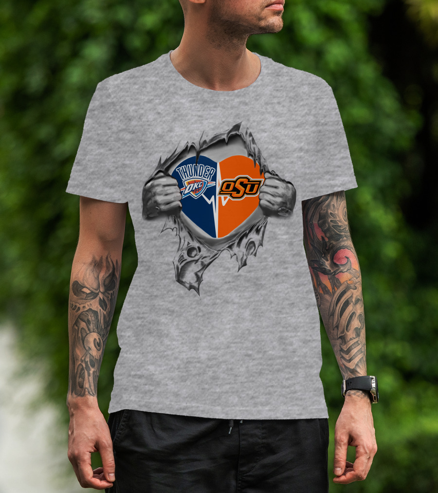 Okc Thunder Osu Heart Torn T-Shirt