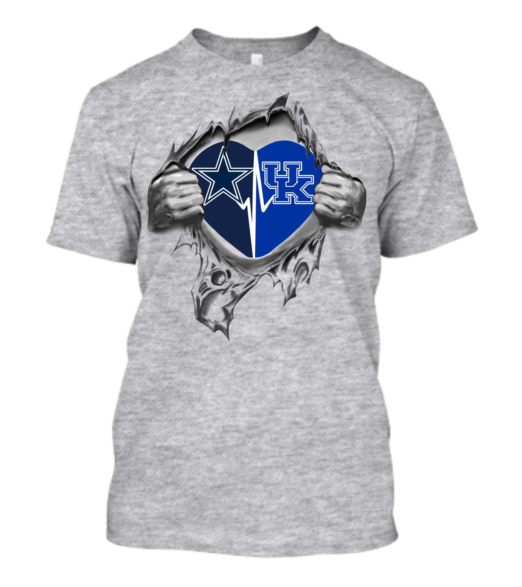 Cowboys And Kentucky Wildcats Heart Torn Reveal T-Shirt