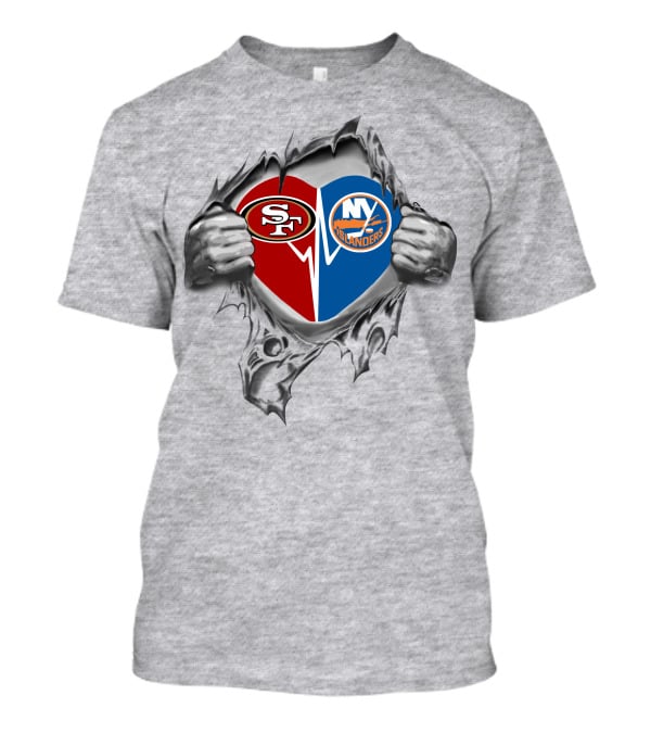 49ers Sf And Ny Islanders Heart T-Shirt