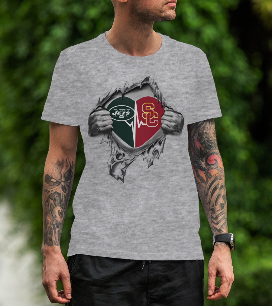 Jets Usc Heartbeat Loyalty And Passion T-Shirt