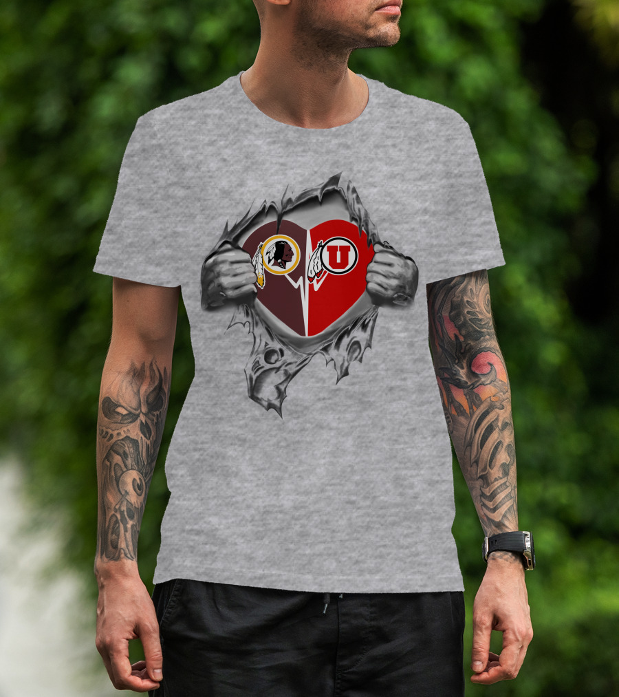 Redskins Utes Heart Logo Tear T-Shirt