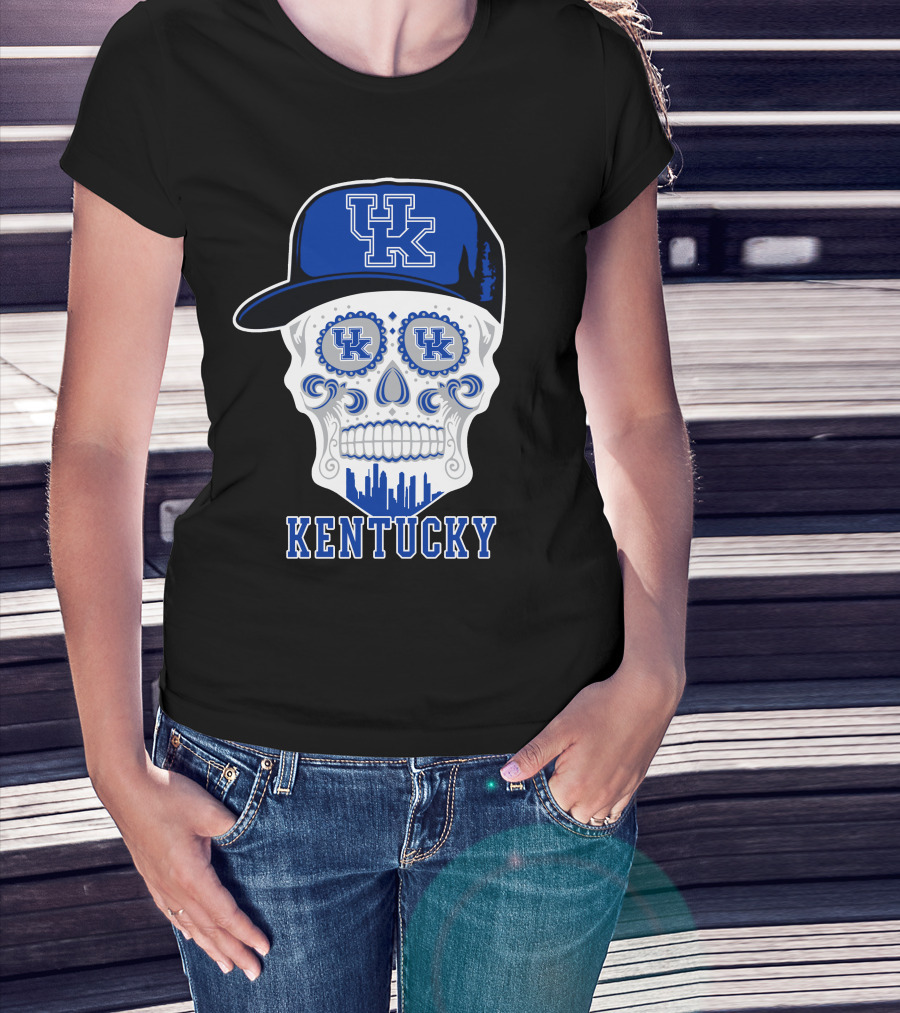 Kentucky Wildcats Skull Uk Hat Silhouette T-Shirt