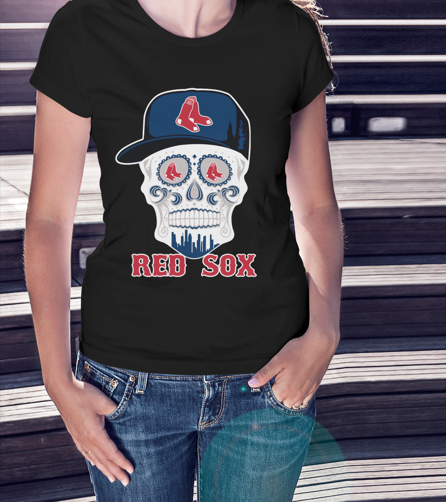 Red Sox Skull With Boston Logo And Funny Twist T-Shirt