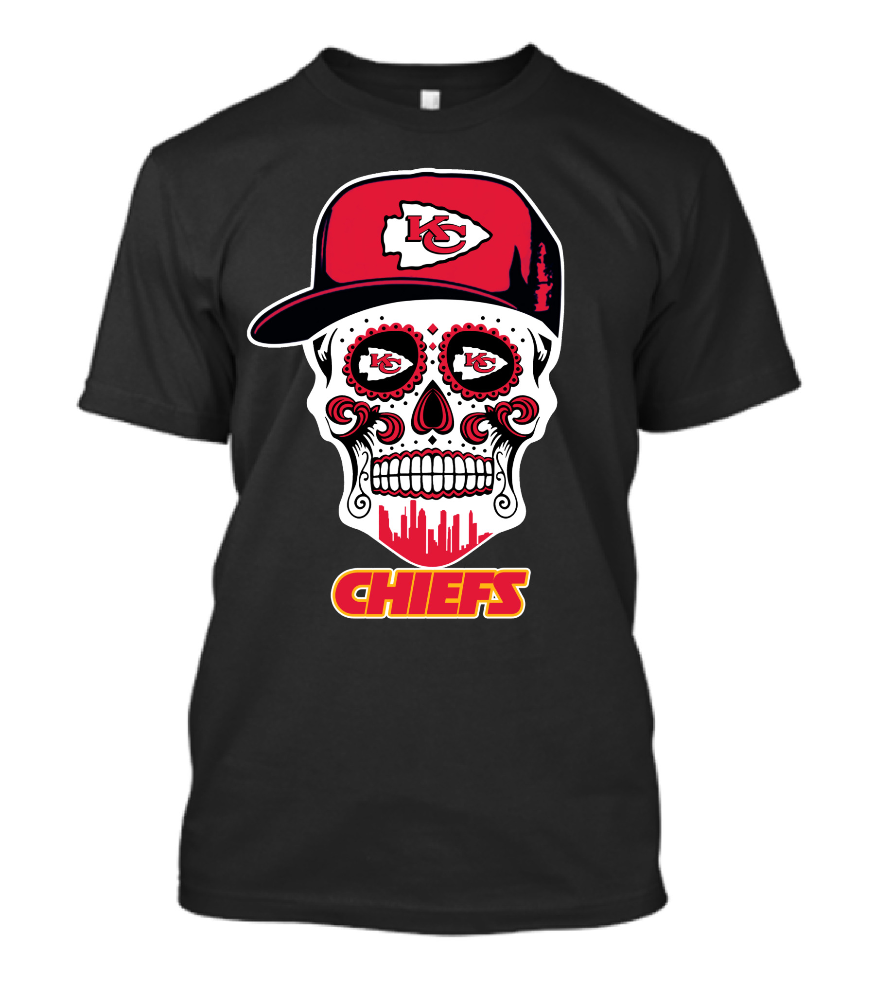 Chiefs Skull With Red Cap And Kansas City T-Shirt