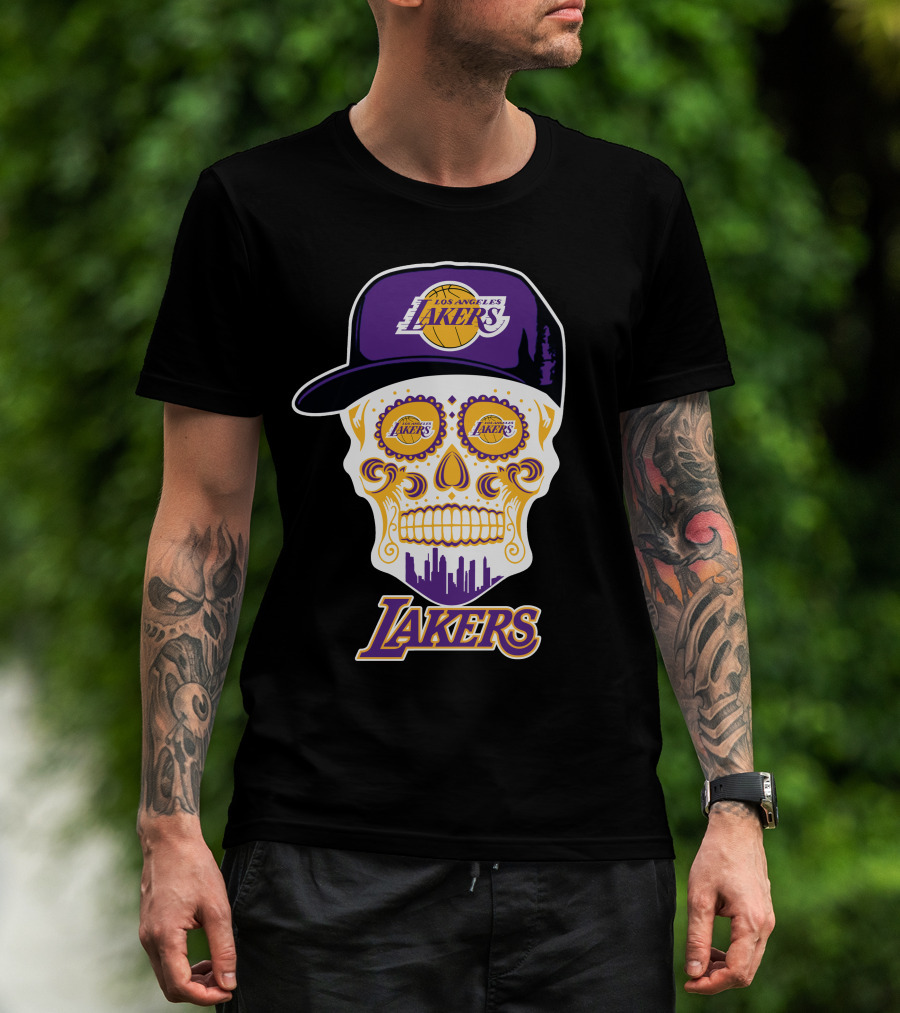 Los Angeles Lakers Skull With Hat T-Shirt