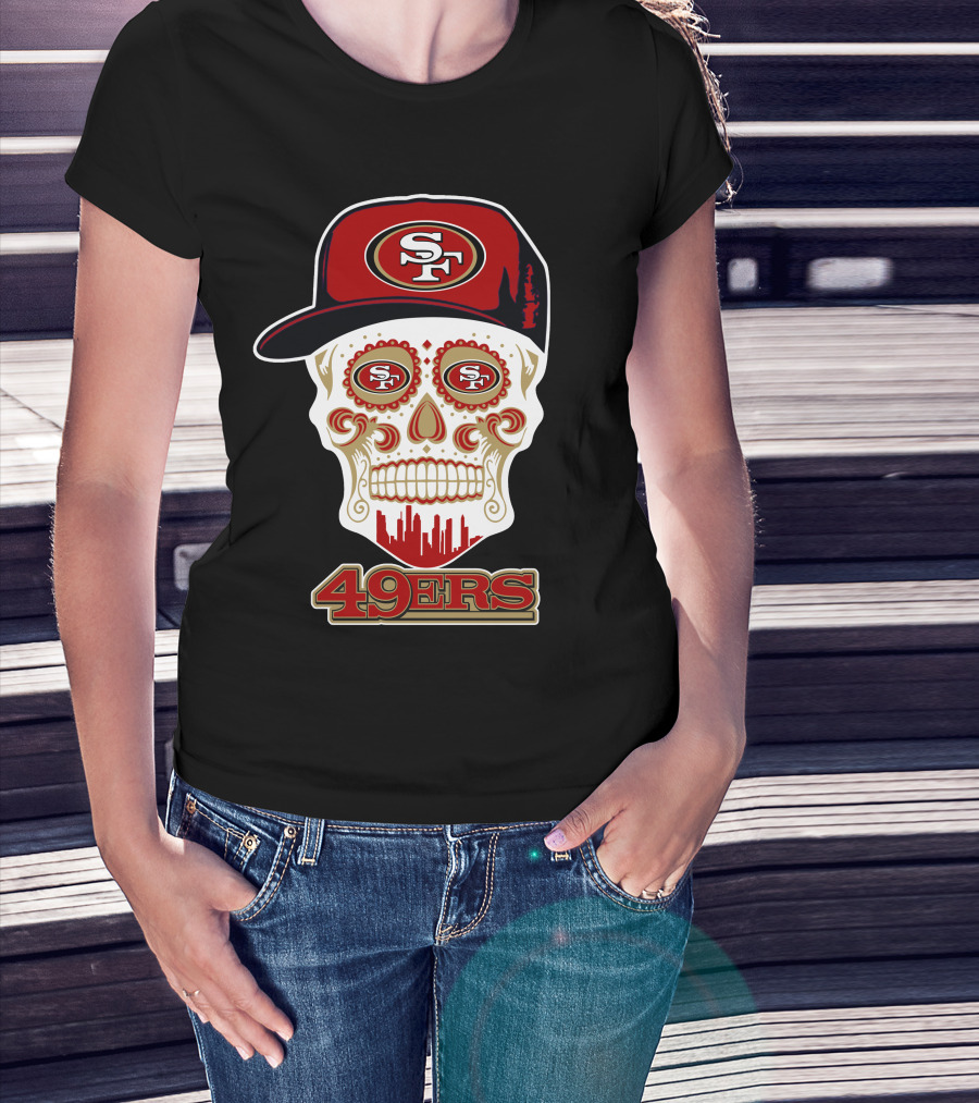 49ers Skull With San Francisco Hat And Funny T-Shirt