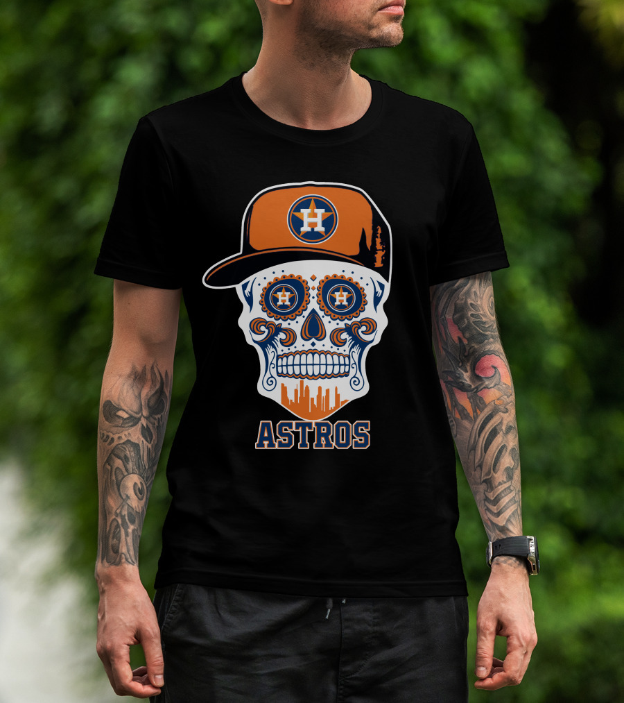 Houston Astros Skull Halloween Sugar Skull Style T-Shirt