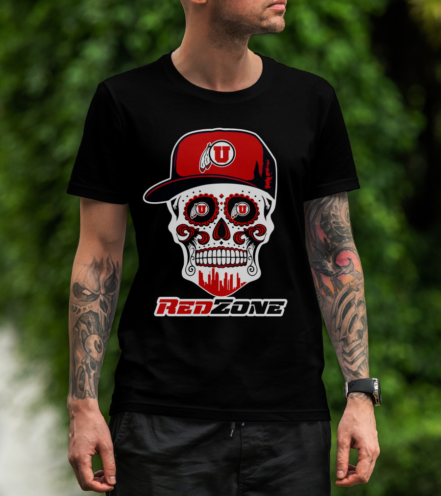 Red Zone Utah Utes Skull Cap T-Shirt