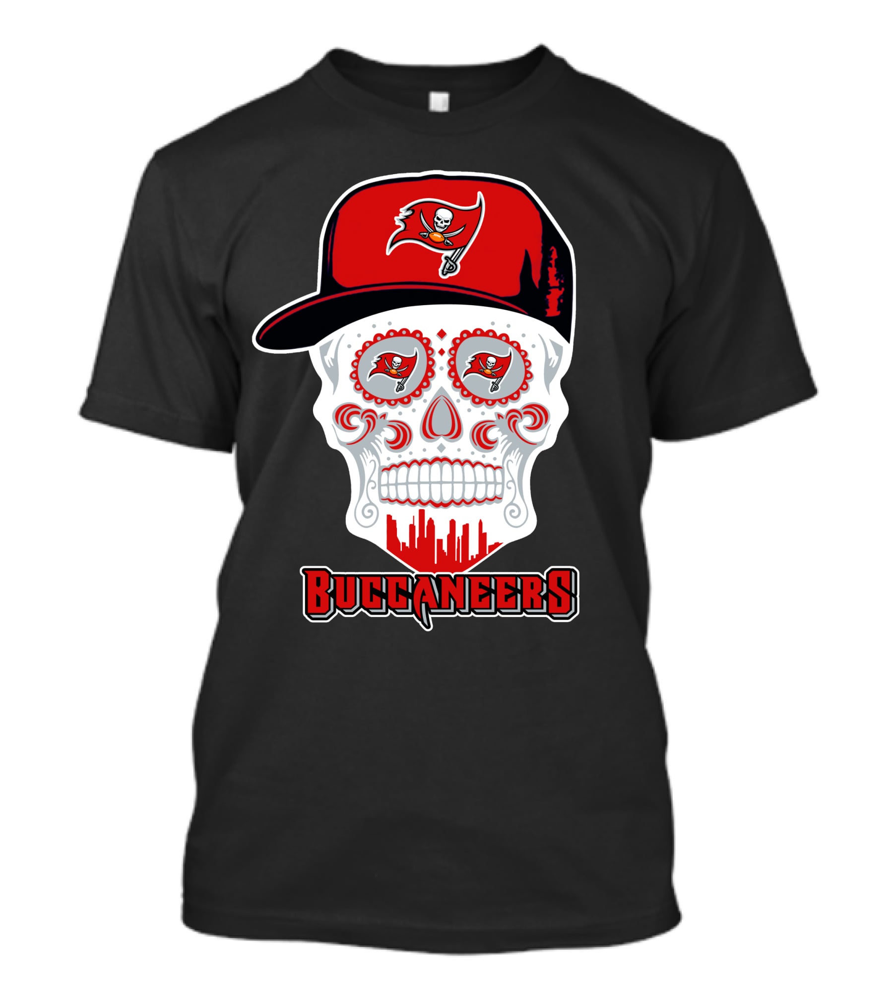 Tampa Bay Buccaneers Skull With Hat T-Shirt