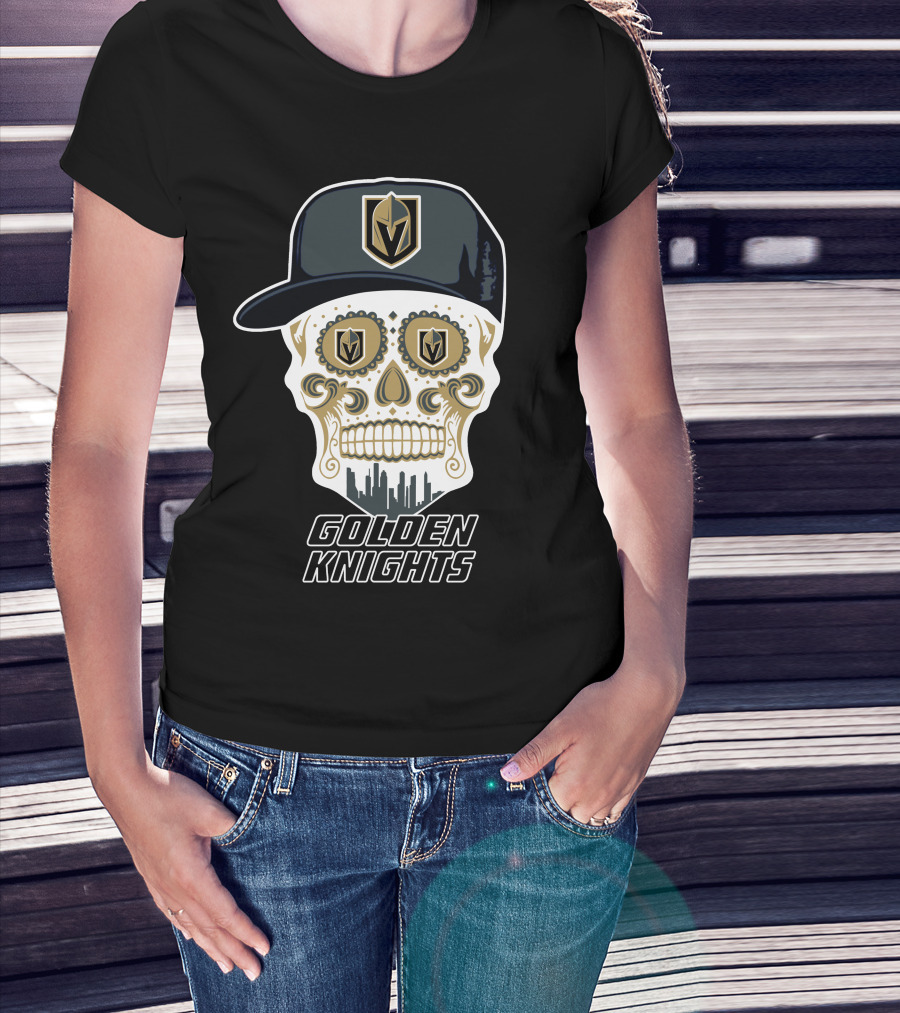 Golden Knights Skull Cap Logo Fun T-Shirt