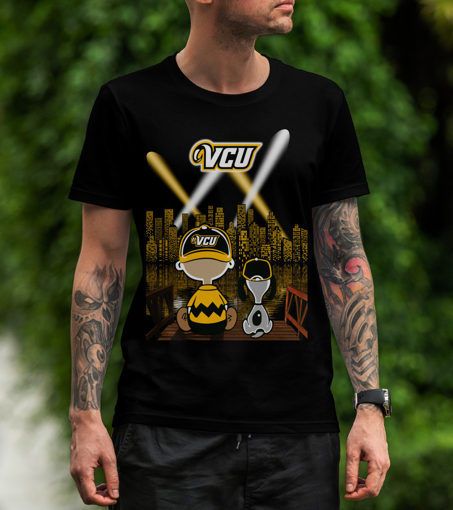Vcu Rams Night City Skyline Baseball Cap Duo T-Shirt