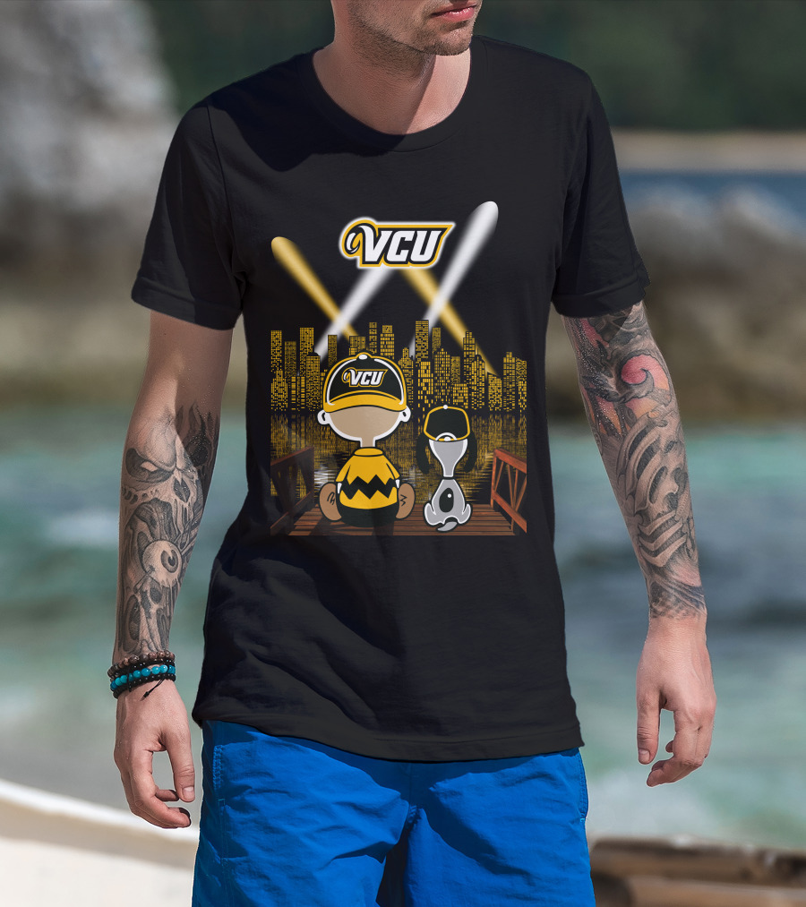 Vcu Rams Night City Skyline Baseball Cap Duo T-Shirt