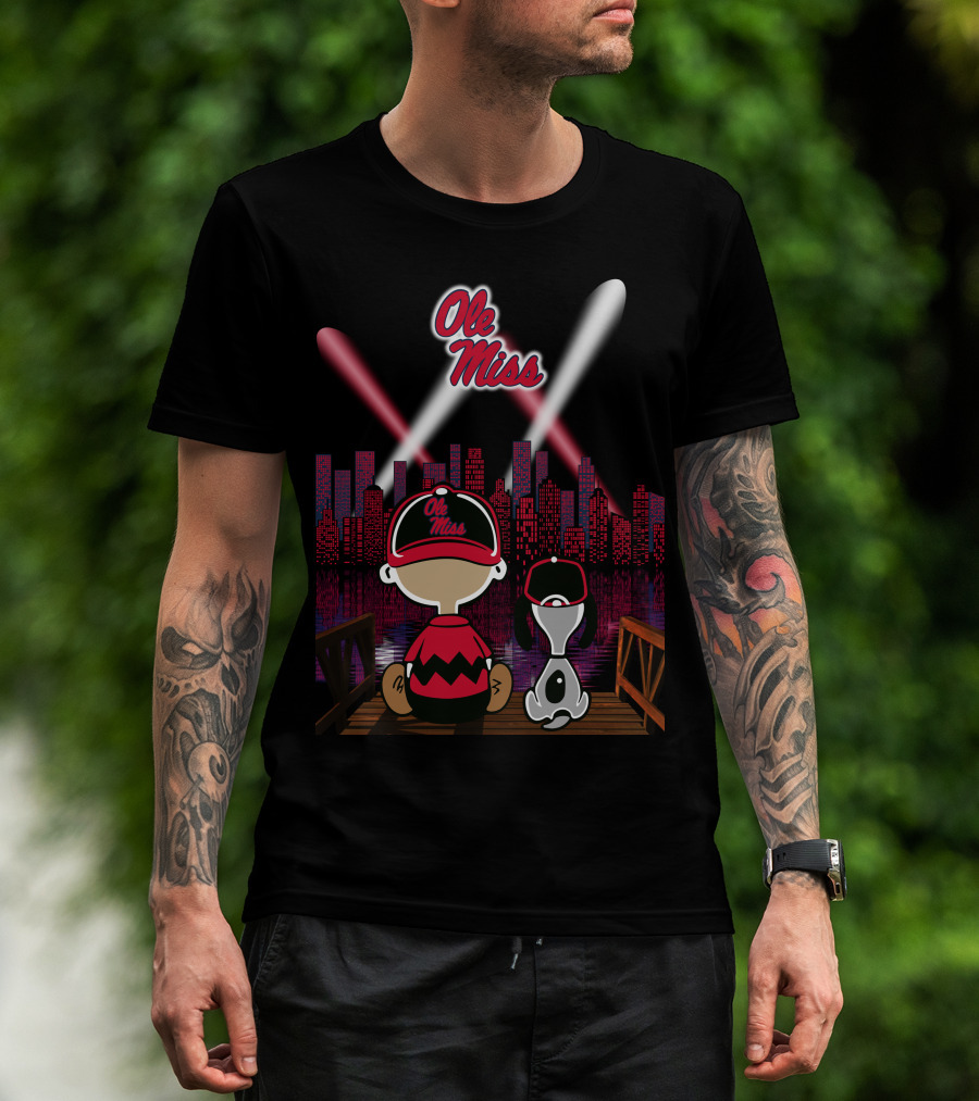 Ole Miss Rebels 38 City Skyline Night Lights T-Shirt