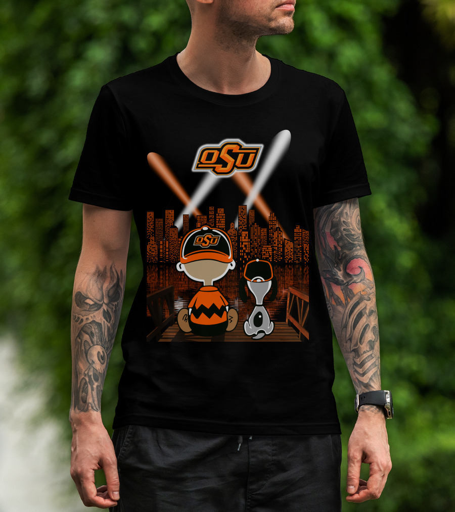 Osu Oklahoma State Cowboys Nighttime City Skyline T-Shirt