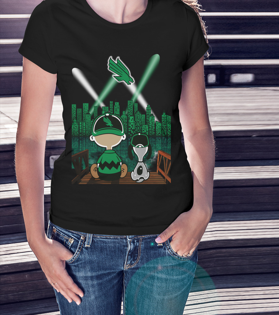 North Texas Mean Green Downtown Skyline By Night T-Shirt