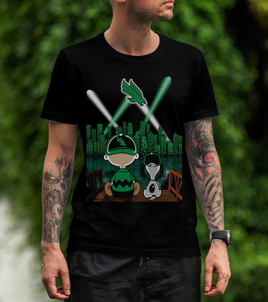 North Texas Mean Green Downtown Skyline By Night T-Shirt