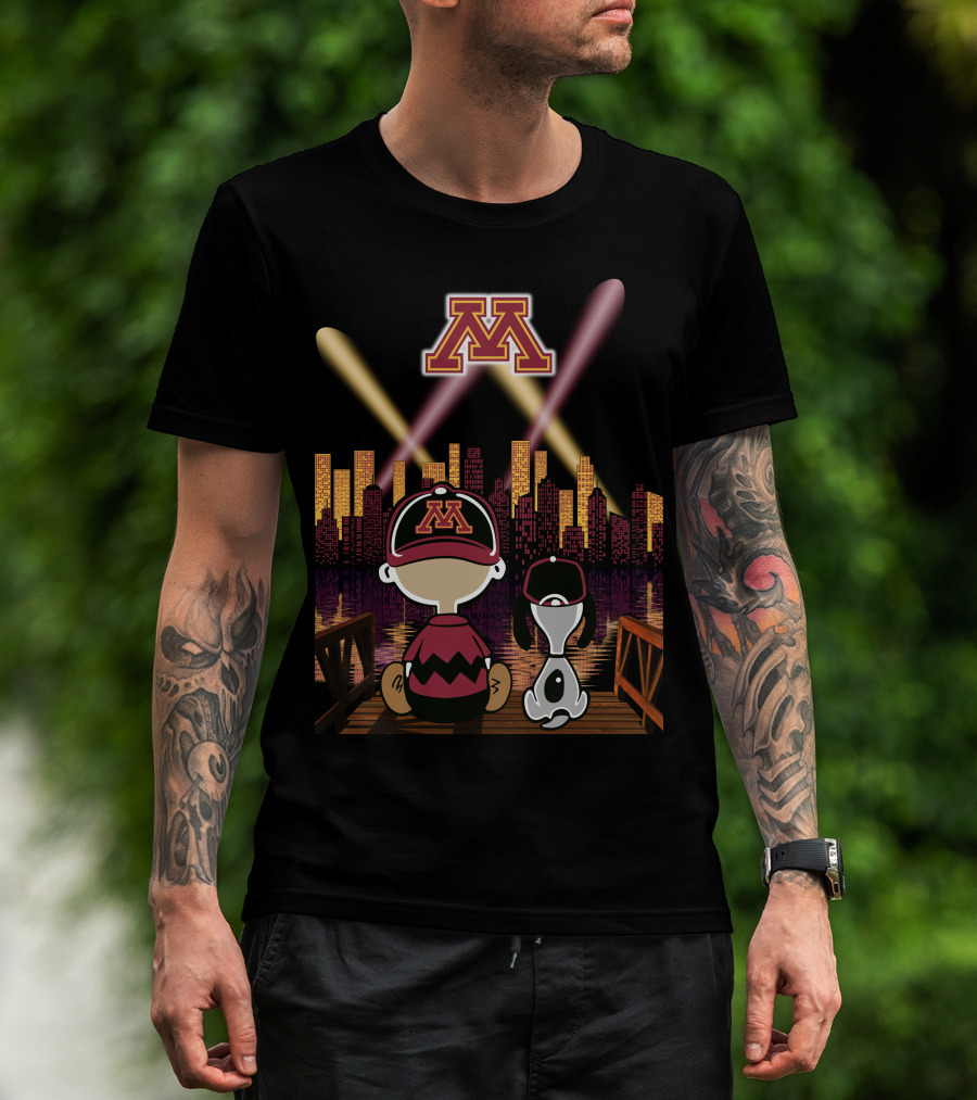 Minnesota Golden Gophers City Skyline Night Lights T-Shirt