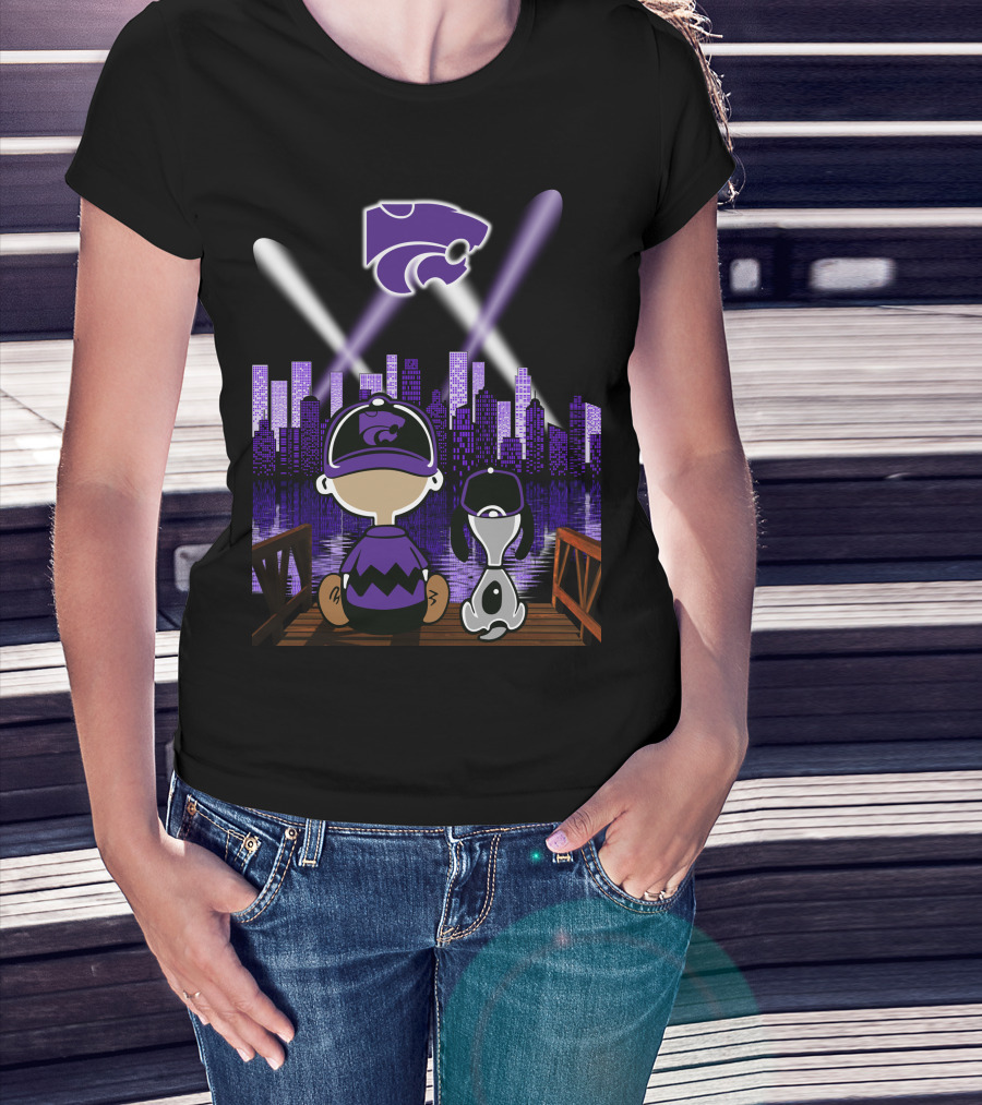 Kansas State Wildcats Night City Skyline Reflections T-Shirt