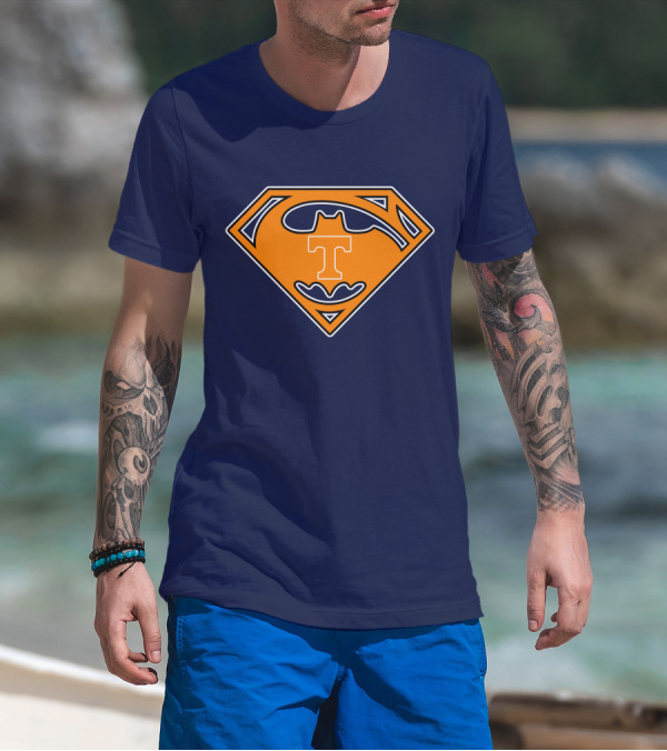 Superman Batman Tennessee Volunteers Logo T-Shirt